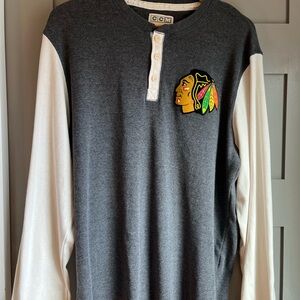 Chicago Blackhawks CCM Vintage Apparel Long sleeve Henley Shirt Mens XL